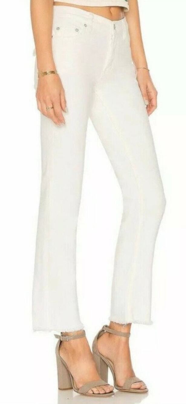 We The Free Austen Straight Leg Jeans Crop Raw Hem Natural White Women 26
